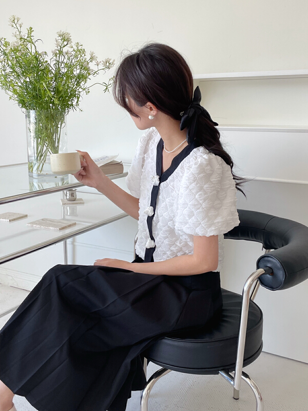 New in early summer! [Hello] heavy craft fabric, sweet temperament, versatile blouse ys6298# lwy