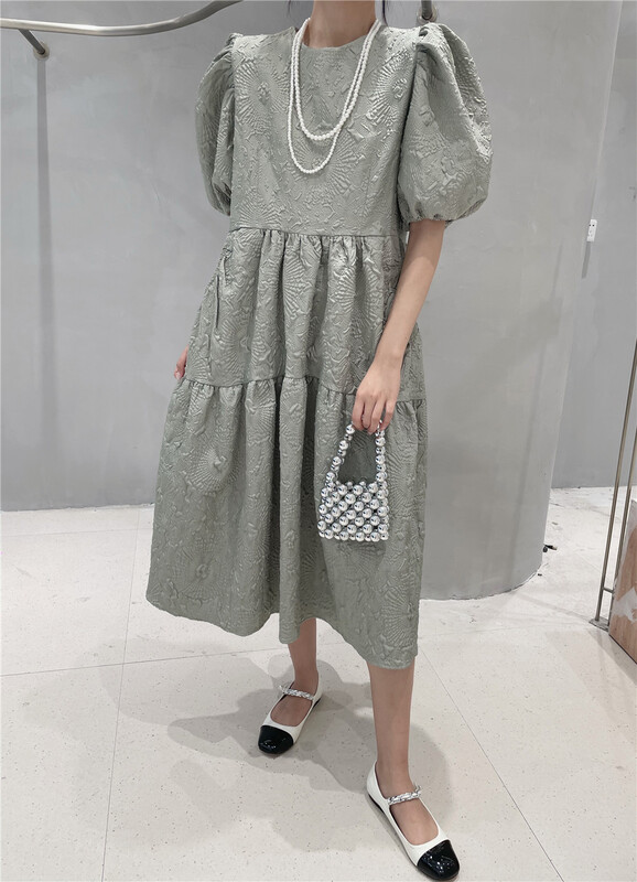 [rich rich] French Style Bubble Sleeve slim dress 9209# zyh