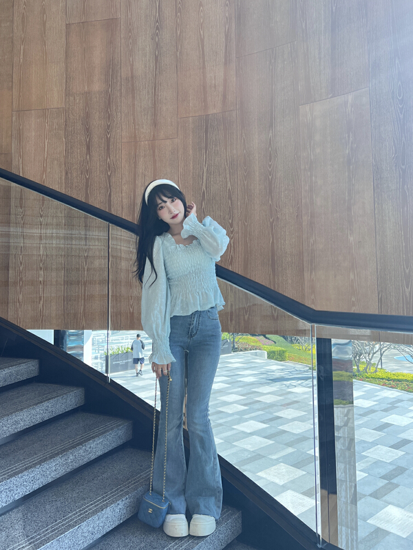 New year in early spring! [CXI] pure sexy square neck slim fit short bubble sleeve shirt a9063# WPL