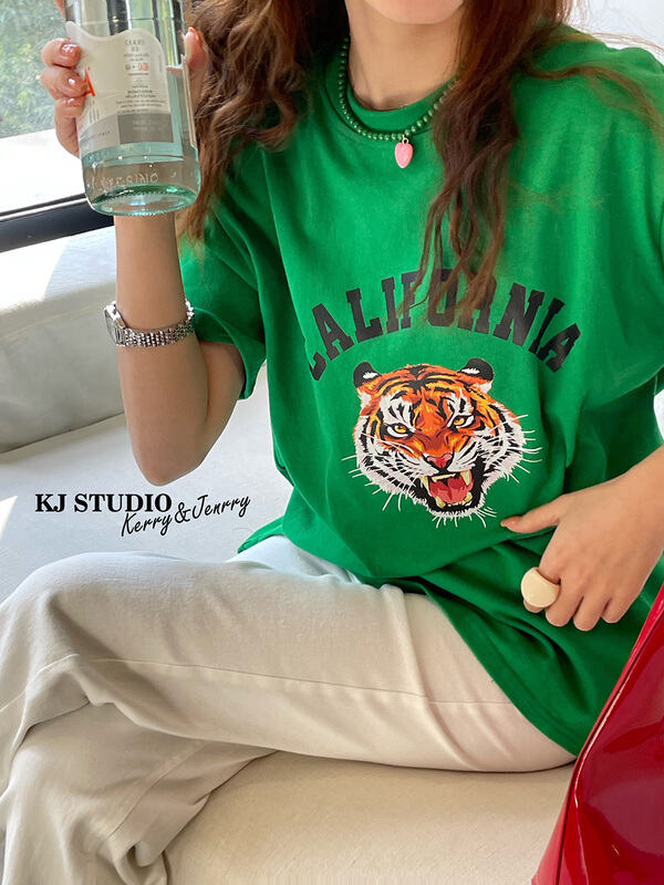 New year in early spring! [kJ] round neck versatile cartoon printed short sleeve T-shirt ys1-0661# zxl