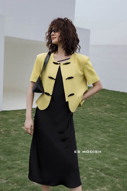 New in early summer! [es modish] big brand extremely simple national style round neck small fragrance suit jk1633# XYJ