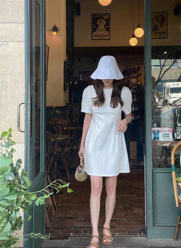 New in early summer! [acme group] Korean style waist closing bubble sleeve dress 0882# CLS