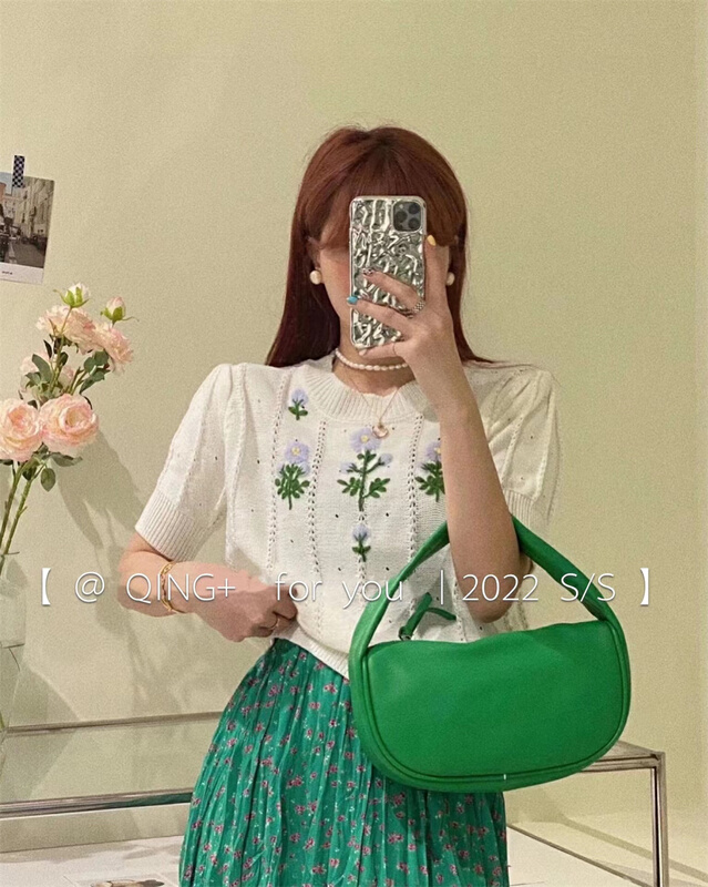 New in early summer! [qingqingjia] small crowd design round neck Crocheted shirt 5281# XYY