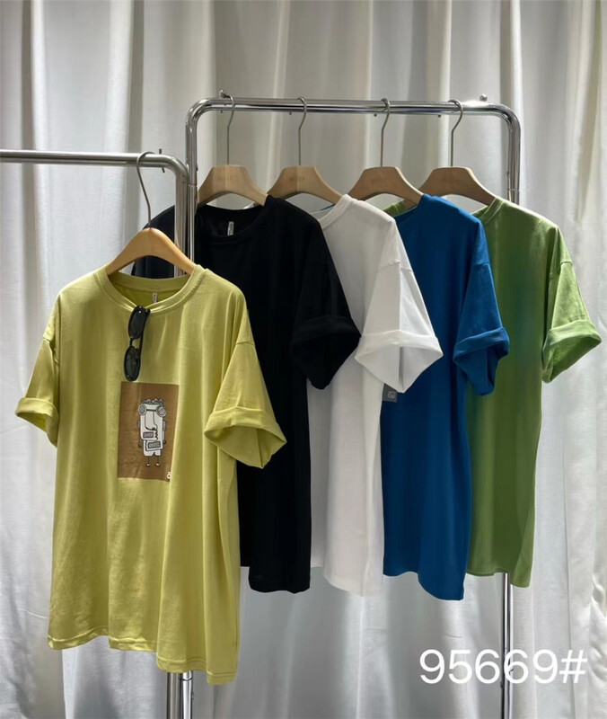 [Mujia] Korean cartoon printed versatile short sleeve T-shirt 95669# L