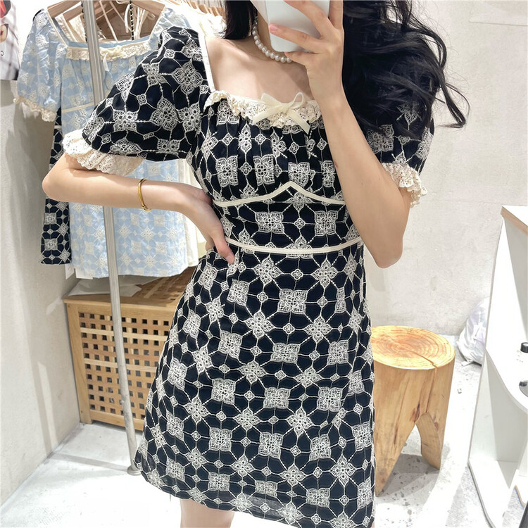 [NC Editio n (new color] square neck Jacquard Dress z2506# zxx