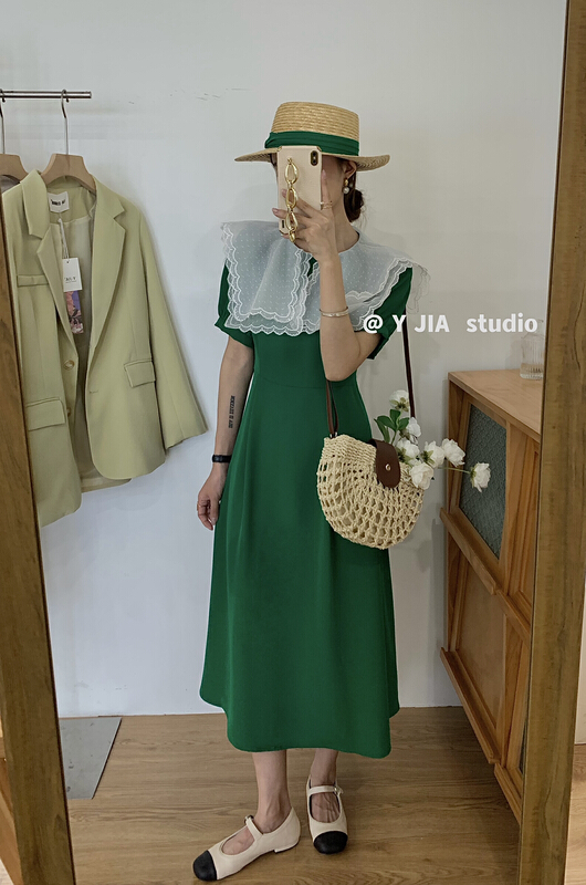 goods in stock! New in early summer! [y.jia Yijia] lace Navy neck gentle dress ys2-3319# PCZ