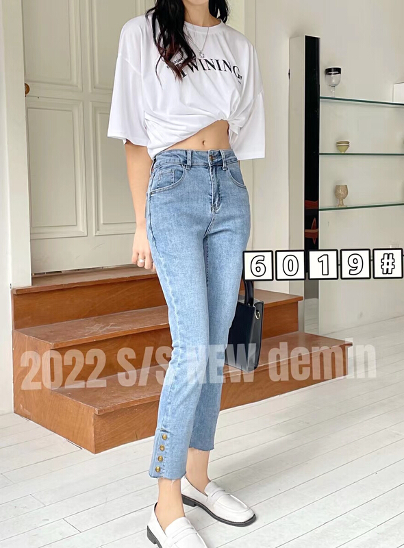 [- 5kg] slim and foreign style high waist comfortable straight jeans 6019-1# ll