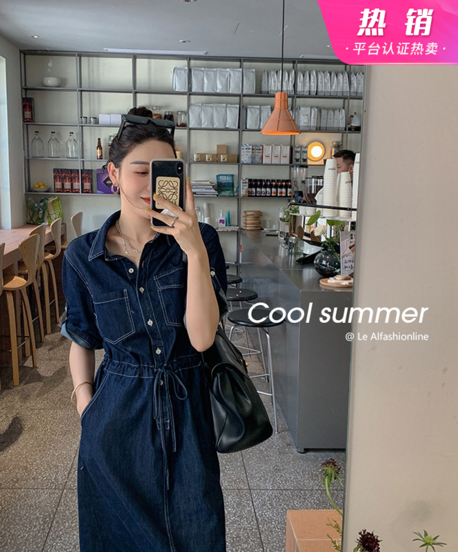 [y.jia Yijia] temperament casual shirt denim dress ys1-8873# PCZ