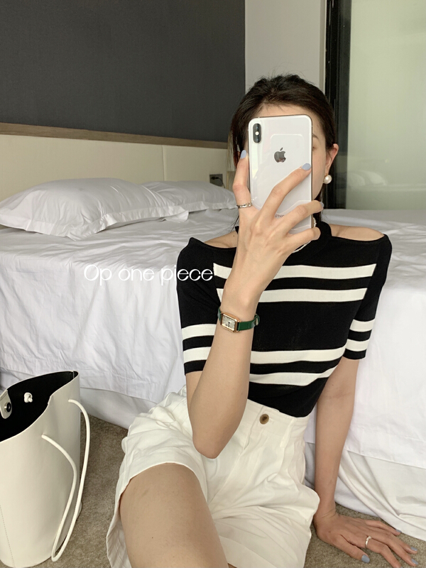 [OP one piece] versatile neck hanging off shoulder sweater 70002# hjy
