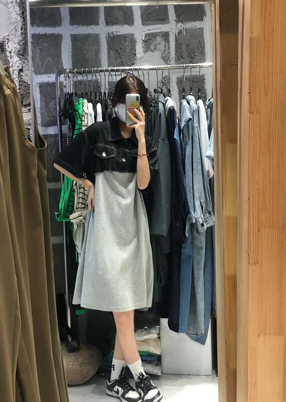 [monob] splicing fashion Korean dress 5577-1# L