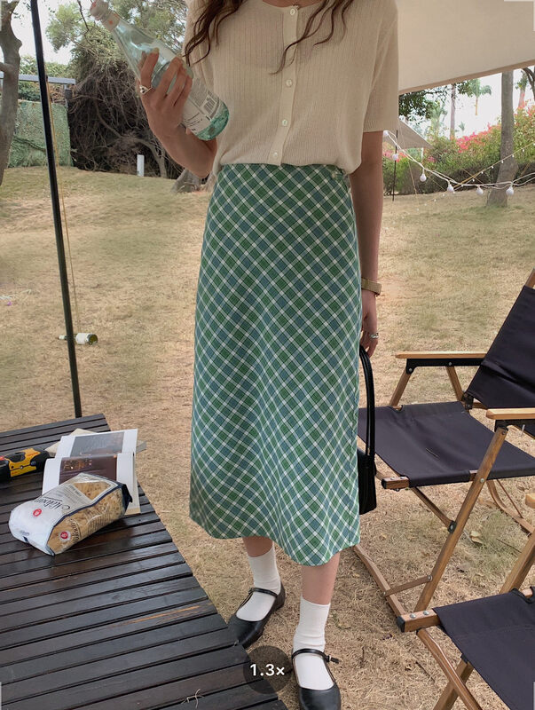 [simnice] Plaid basic versatile skirt 2265# cqw