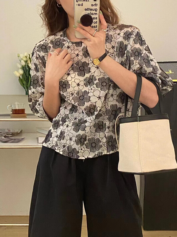 [tototellme] Korean embroidered short sleeved shirt 20496# HBx