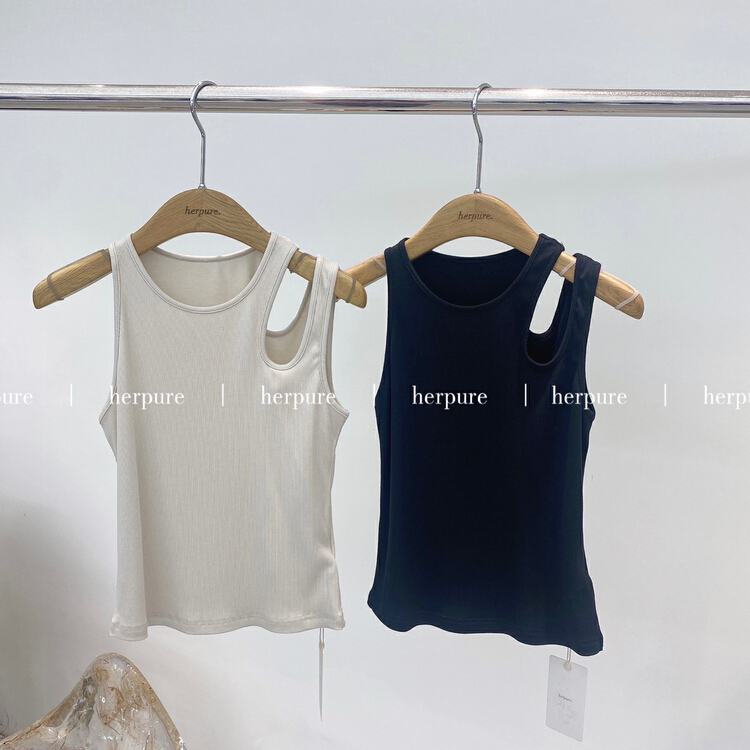 New in early summer! [helmet] irregular shoulder hollowed out vest / sling s22226129# lwy