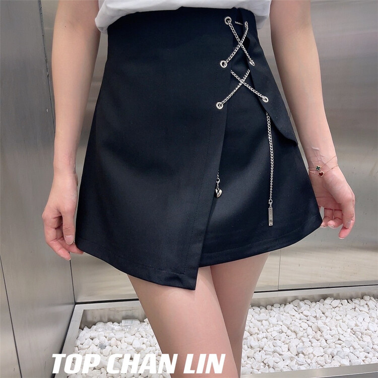 [top Chan Lin] temperament side zipper design irregular skirt 95160# cqw