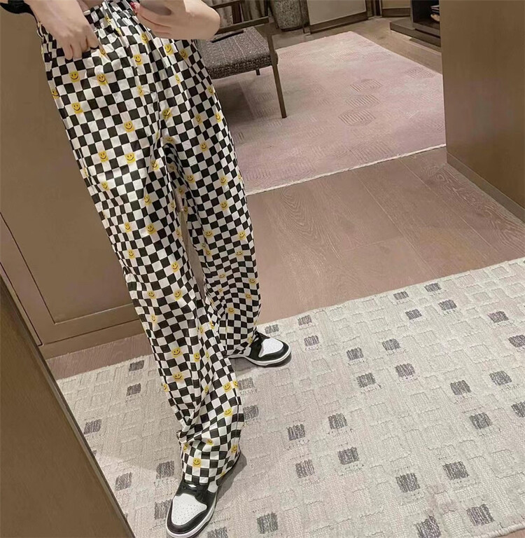 [big C studio] checkered Korean smiling face casual pants 5090# PCZ
