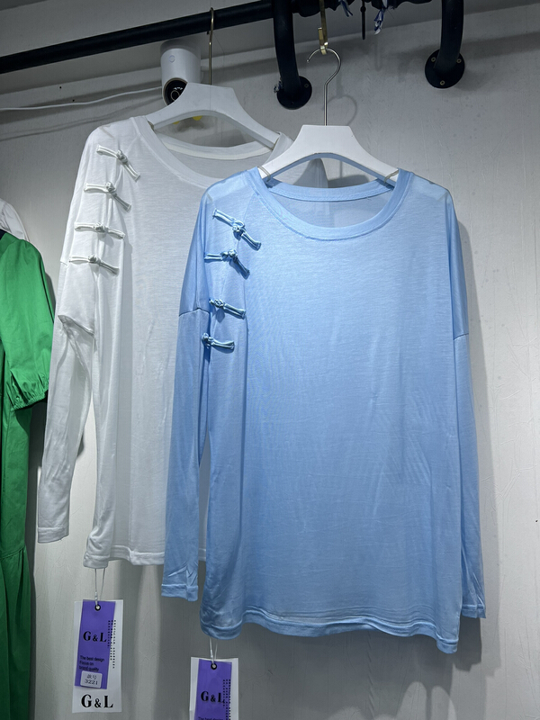 New in early summer! [GL] net red retro buckle temperament versatile blouse 3221# XYY