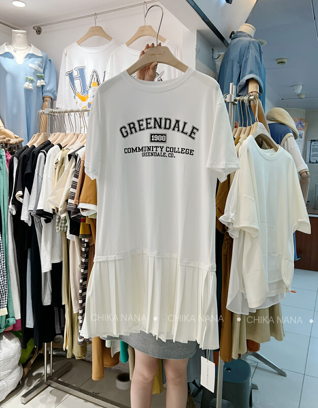 [Chika. Nana] letter printed loose dress 1146# cqw