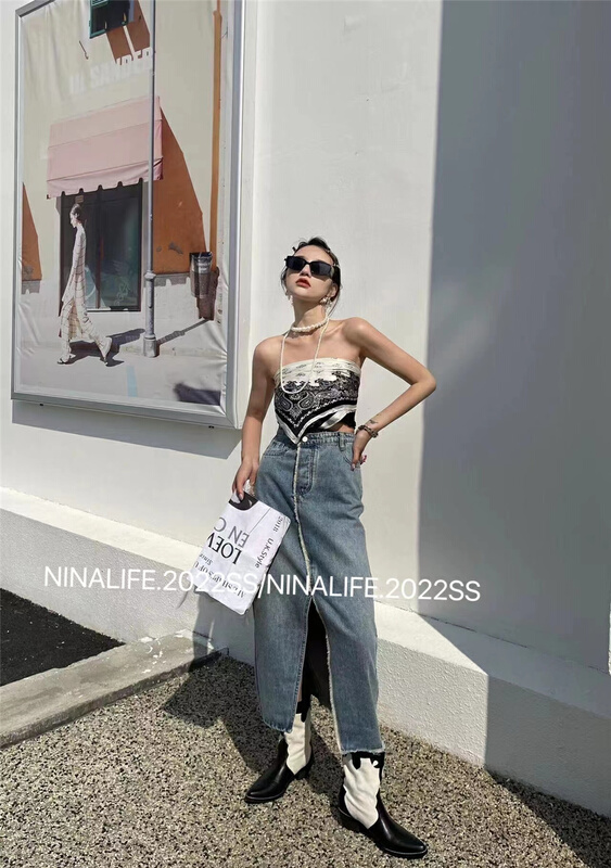 New in early summer! [Nina life] slit slim skirt f6710# zxl