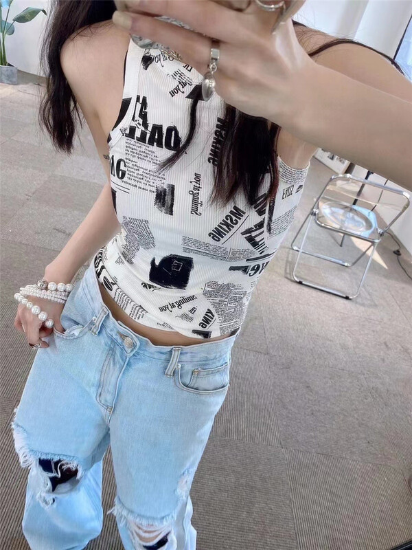 現貨!初夏上新!【大 C STUDIO】街頭潮流英文撞色印花背心/吊帶  1032#  PCZ