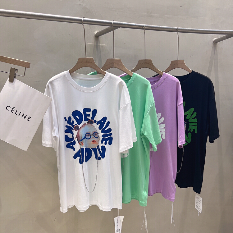[o.shazidian] Korean casual loose pattern short sleeve T-shirt 88025# CSX