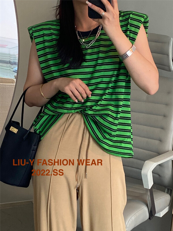 【LIU.Y】條紋寬鬆百搭背心/吊帶  5160#  L