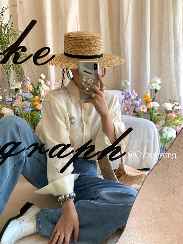 [ovinsyang] fashion temperament single breasted shirt 8610# WTT