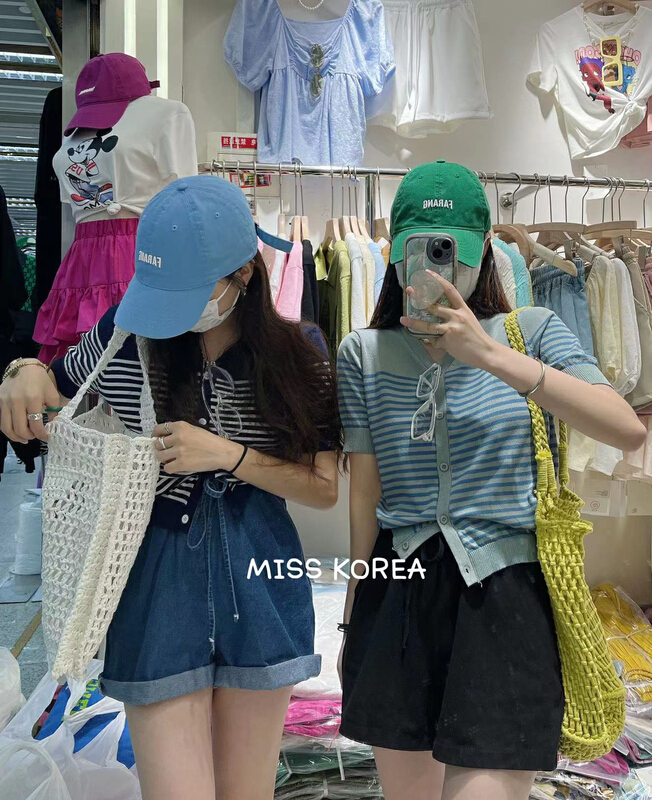Spot! New in early summer! "MISS KOREA" Korean version of v-neck striped sweater 6037# HBX