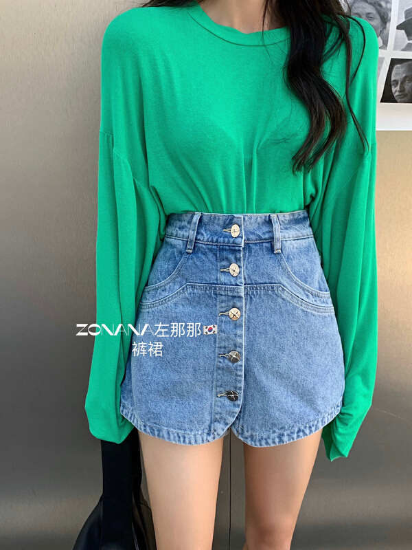 New in early summer! [zonana Zuo na na na] Korean cowboy washed skirt pants 541# zxx