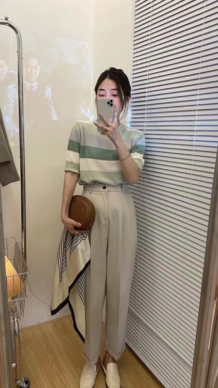goods in stock! New year in early spring! [DCT] simple small straight pants, leg crimping trousers 7736# WPL