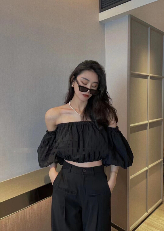 [RM. HH] line shoulder bubble sleeve temperament blouse (only selling blouses) 2087# PCZ