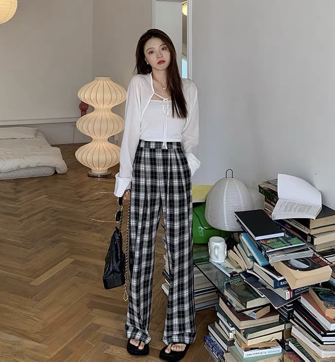 [. MS No. 2] loose and versatile Plaid casual pants 2238# LSW