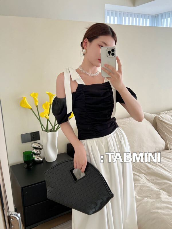 New in early summer! [tabmini] Korean slim and versatile lace up shirt x19310# WPL