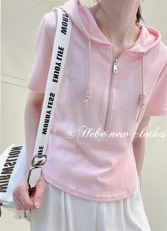 [Hebe] slim hooded slim short sleeve T-shirt ys1-936# XYJ