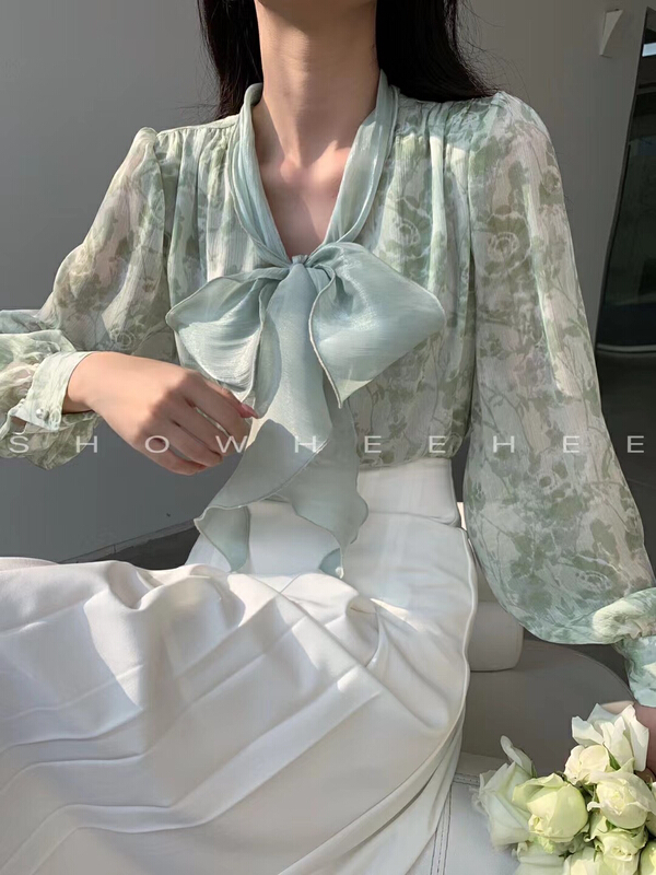New year in early spring! [xiuxixi] temperament high sense lace up blouse 7985-e# zxx