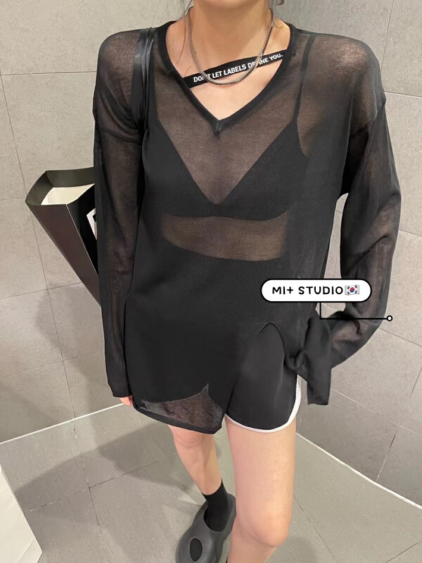 [Mi +] loose and versatile fashion long sleeve T-shirt 2099# ozq