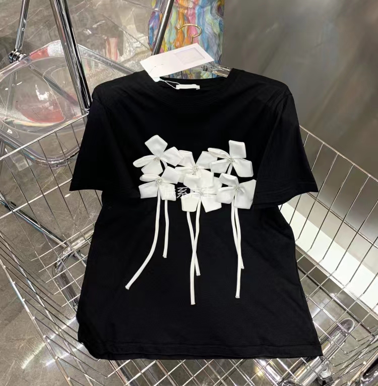 [Yilin] Korean stereo bow loose short sleeve T-shirt 2277# WTT