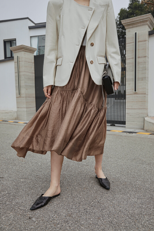 New year in early spring! [Hello September] elastic waist medium length solid skirt m2362# CLS