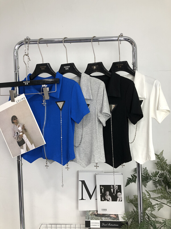 New in early summer! [fan fan] fashion Han fan'er label short sleeved T-shirt (chain cannot be removed) 5701# JJ