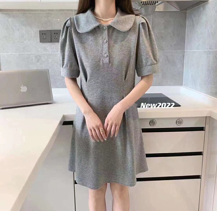New in early summer! [Lina] Korean style bubble sleeve doll neck dress 8803# CSX
