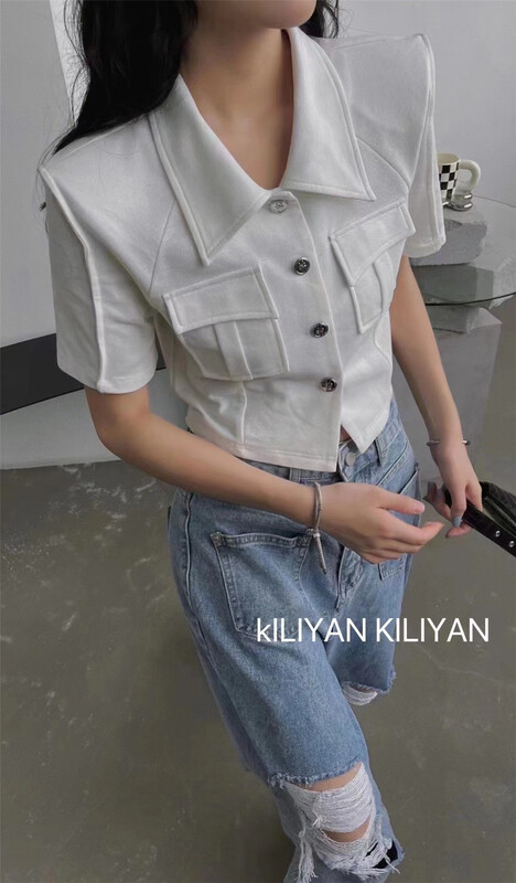 [Kili] xiaoxiangfeng single breasted fashion short sleeve T-shirt 2306# XYJ
