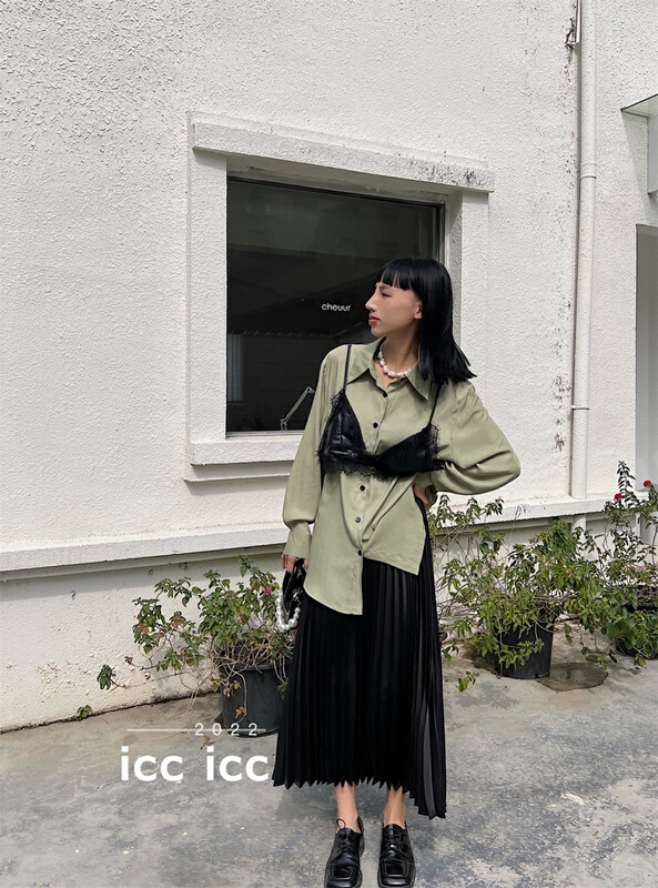 [ICC] Korean breasted solid color shirt 6539# WTT
