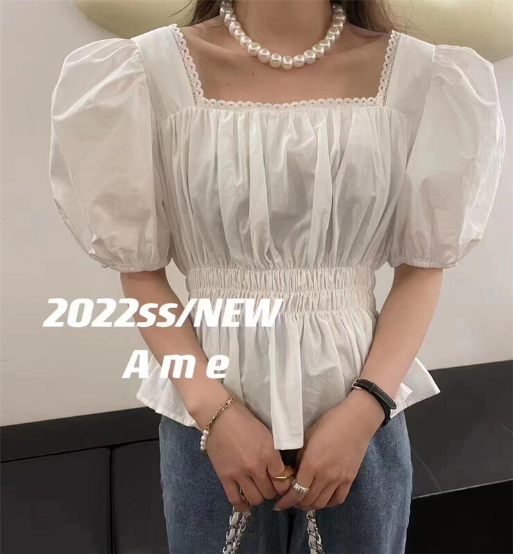 【THANKU】韓系方領收腰短款小衫  196#  ZJY