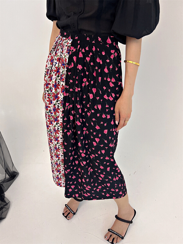 [D2] patchwork floral style slim skirt 2229139# CSX