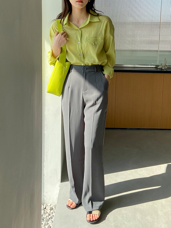 [C for her] high waist loose straight casual pants 5128# XJ