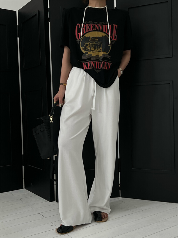 New in early summer! [XT studio] Korean Elastic Waist Wide Leg casual pants 8060-8# zxl