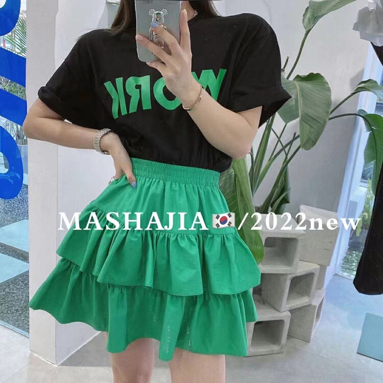 goods in stock! New in early summer! [ruru-clothing 2 store] Hanfeng high waist solid color skirt 128# lwy