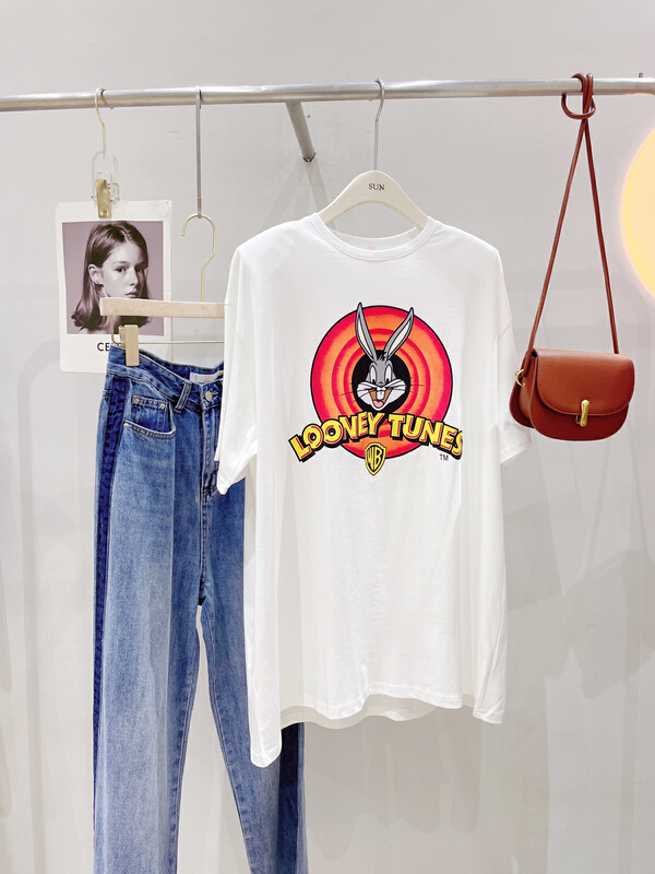 New year in early spring! [sun] crew neck loose cartoon printed short sleeve T-shirt (without matching) 1112# lwy