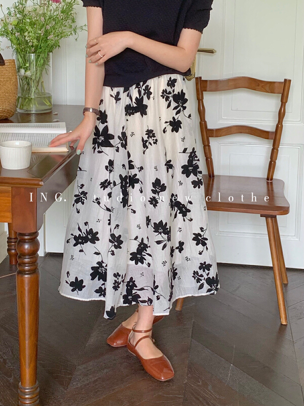 [ing] elegant temperament elastic waist skirt 7692# HBx