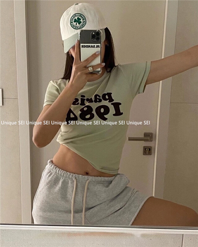 [wgwe] Vintage Spice Girl print short sleeve T-shirt 1679# PCZ