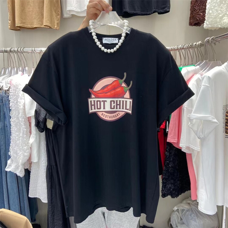 [holder] pepper print niche design Short Sleeve T-shirt 7079# zxl